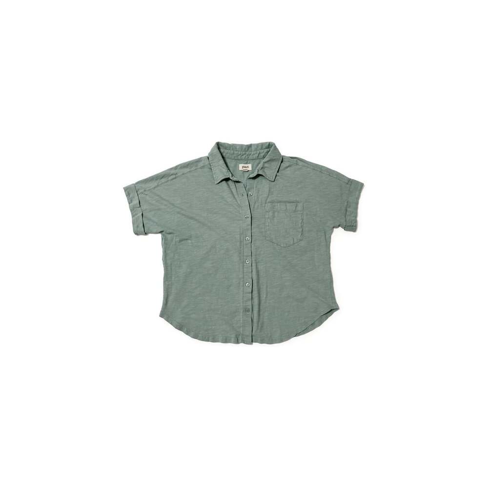 Pact Women's Organic Cotton Short Sleeve Button Down Shirt